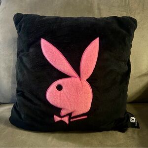 PLAYBOY Playboy Bunny Black & Pink Soft Velvet Throw Pillow Playboy Home
